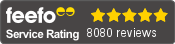 Feefo Service Rating, 5 stars, 8080 reviews
